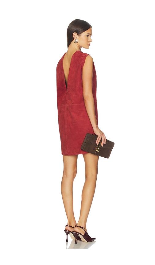 srg mona suede dress in red.
