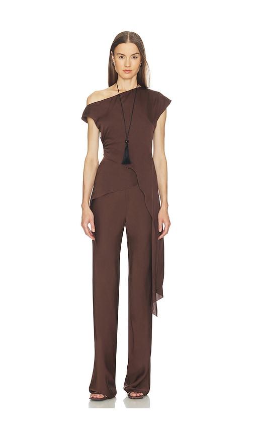 srg selena silk top in brown.