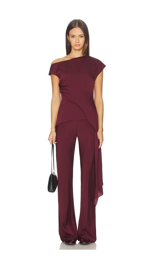 srg selena silk top in burgundy.