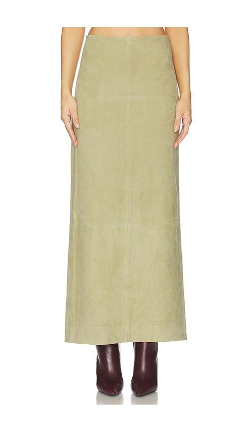 srg sonya suede skirt in tan.