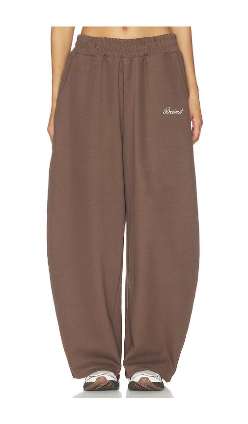 ssaint barrel pants in brown.