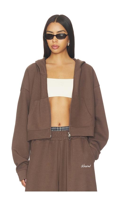 ssaint cropped hoodie in brown.