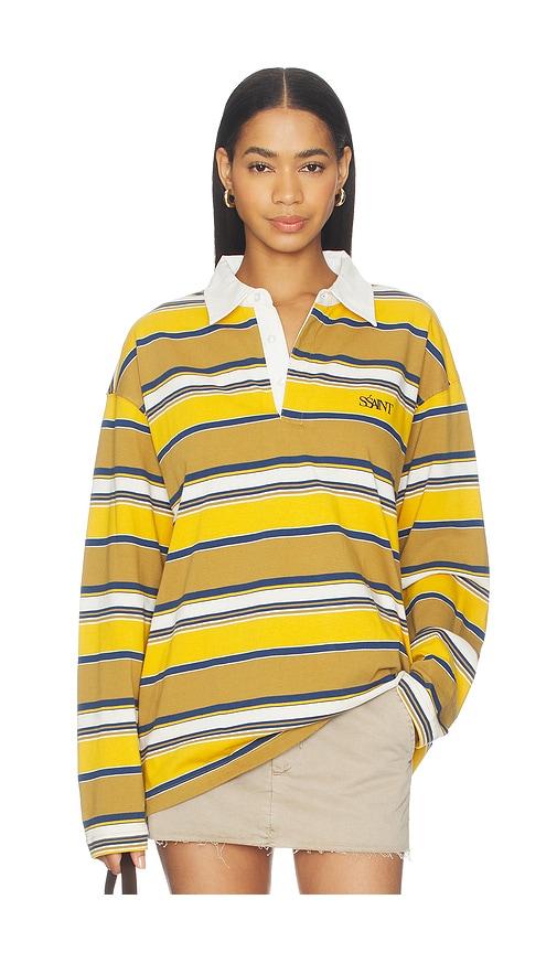 ssaint cruz rugby polo shirt in mustard,blue.