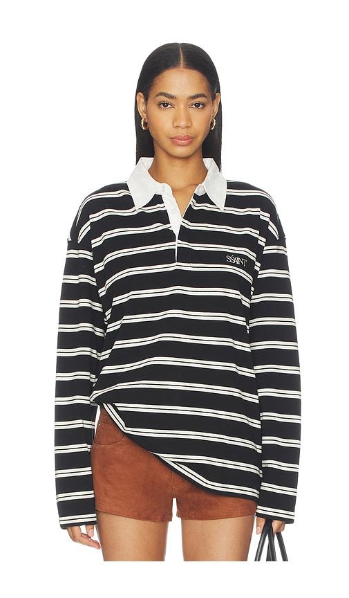 ssaint dylan rugby polo shirt in black,white.
