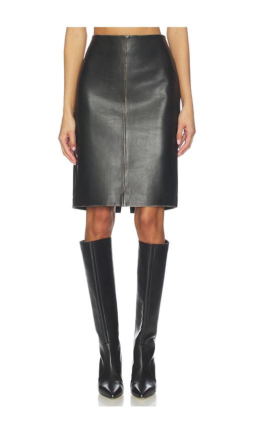 st. agni brushed leather column skirt in black.