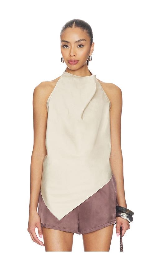 st. agni cotton halter top in beige.