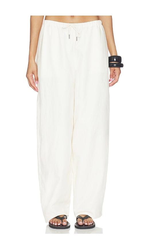 st. agni fine drawstring relaxed pants in ivory.