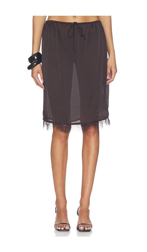 st. agni fine lace skirt in chocolate.