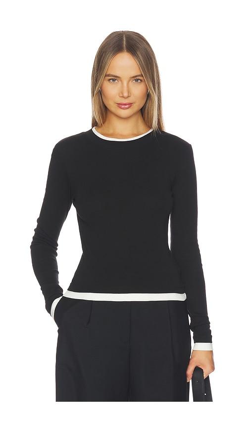 st. agni organic cotton layered long sleeve top in black.