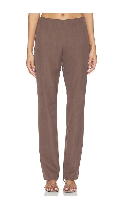 st. agni silk canvas 90s minimal pants in brown.