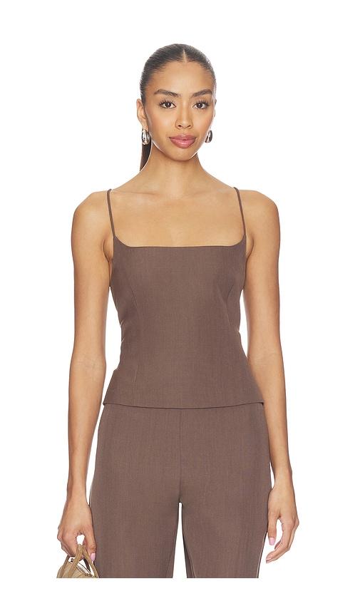 st. agni silk canvas cami in brown.