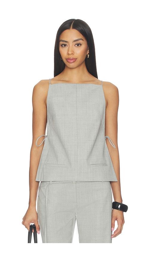 st. agni square side tie top in grey.