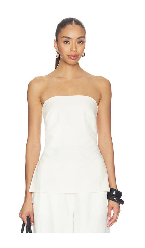 st. agni strapless rouleau tie top in ivory.