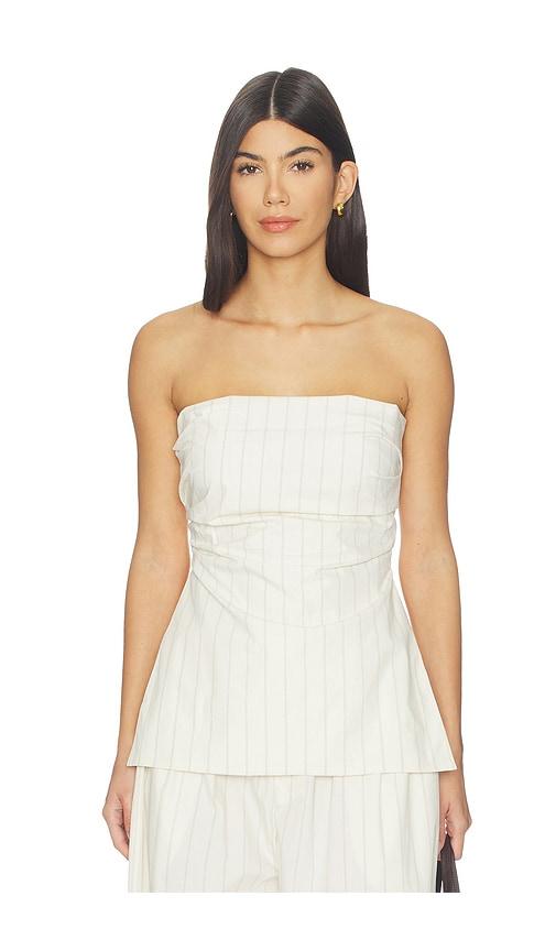 st. agni strapless tie back top in ivory.