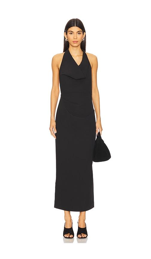 st. agni structural tie dress in black.