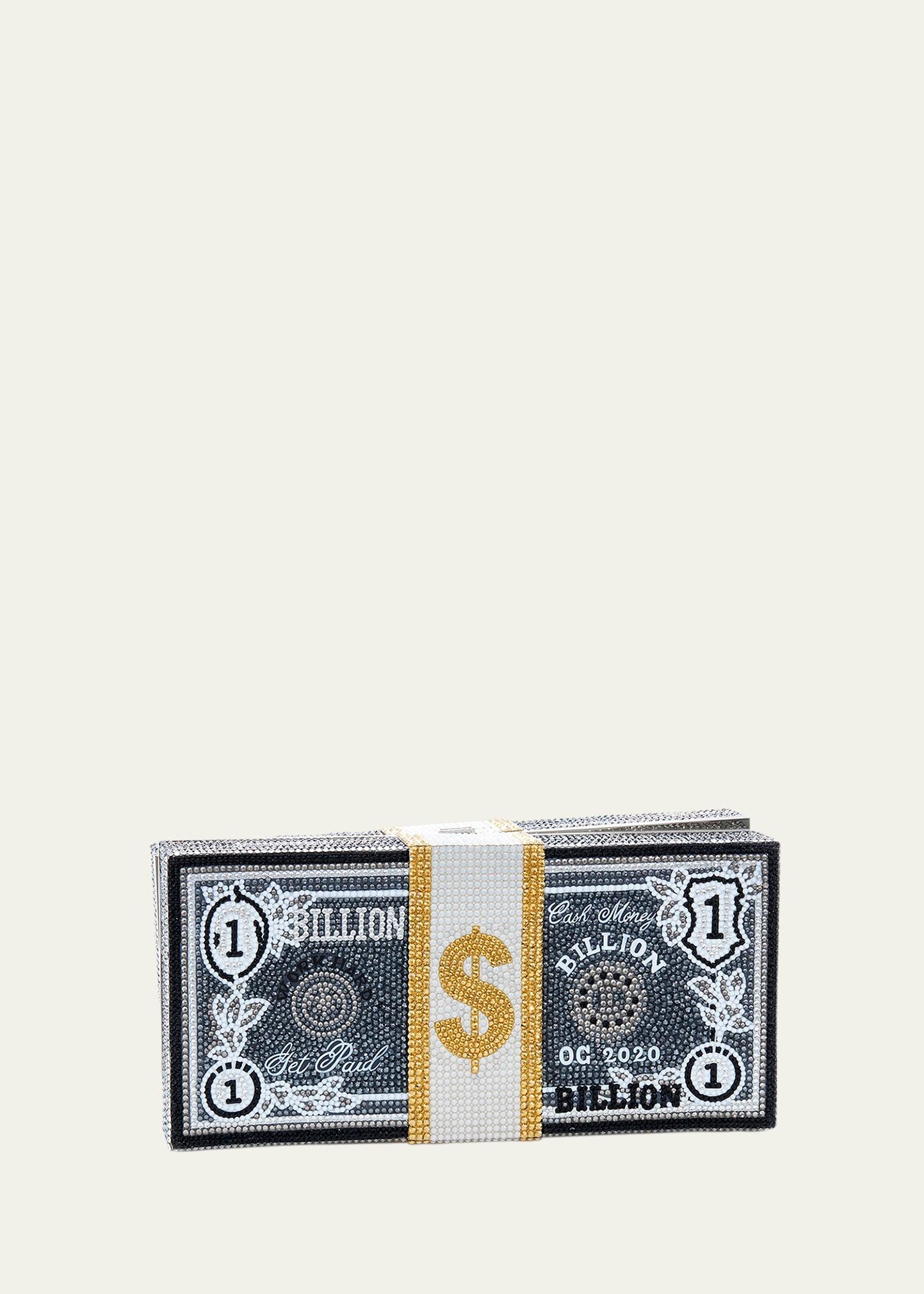 stack of cash billions clutch bag