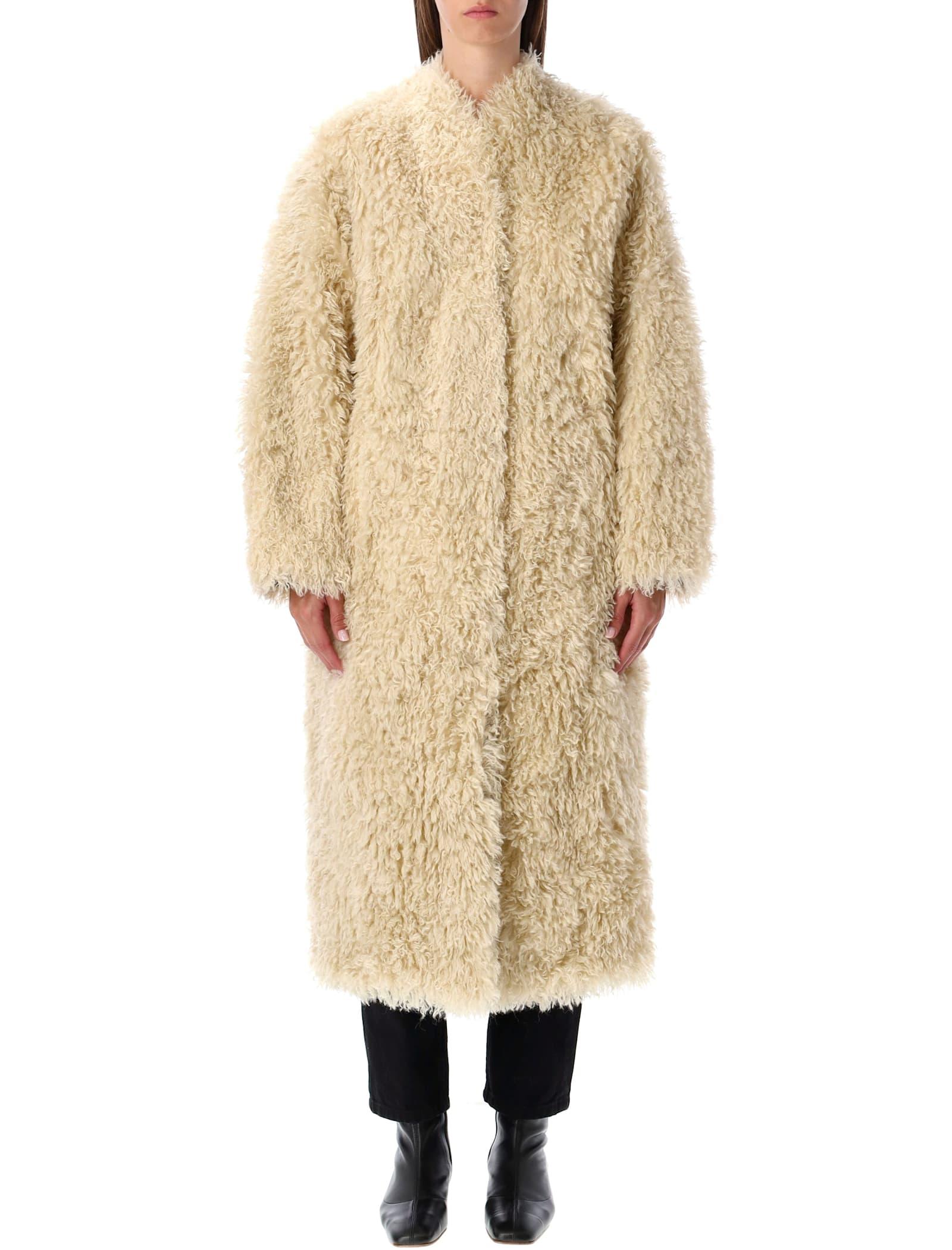 stand studio carolina long curly faux-fur coat
