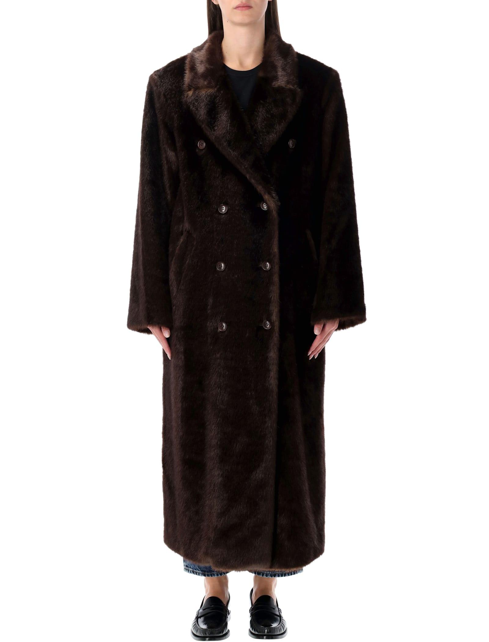 stand studio harper faux fur double-breasted coat