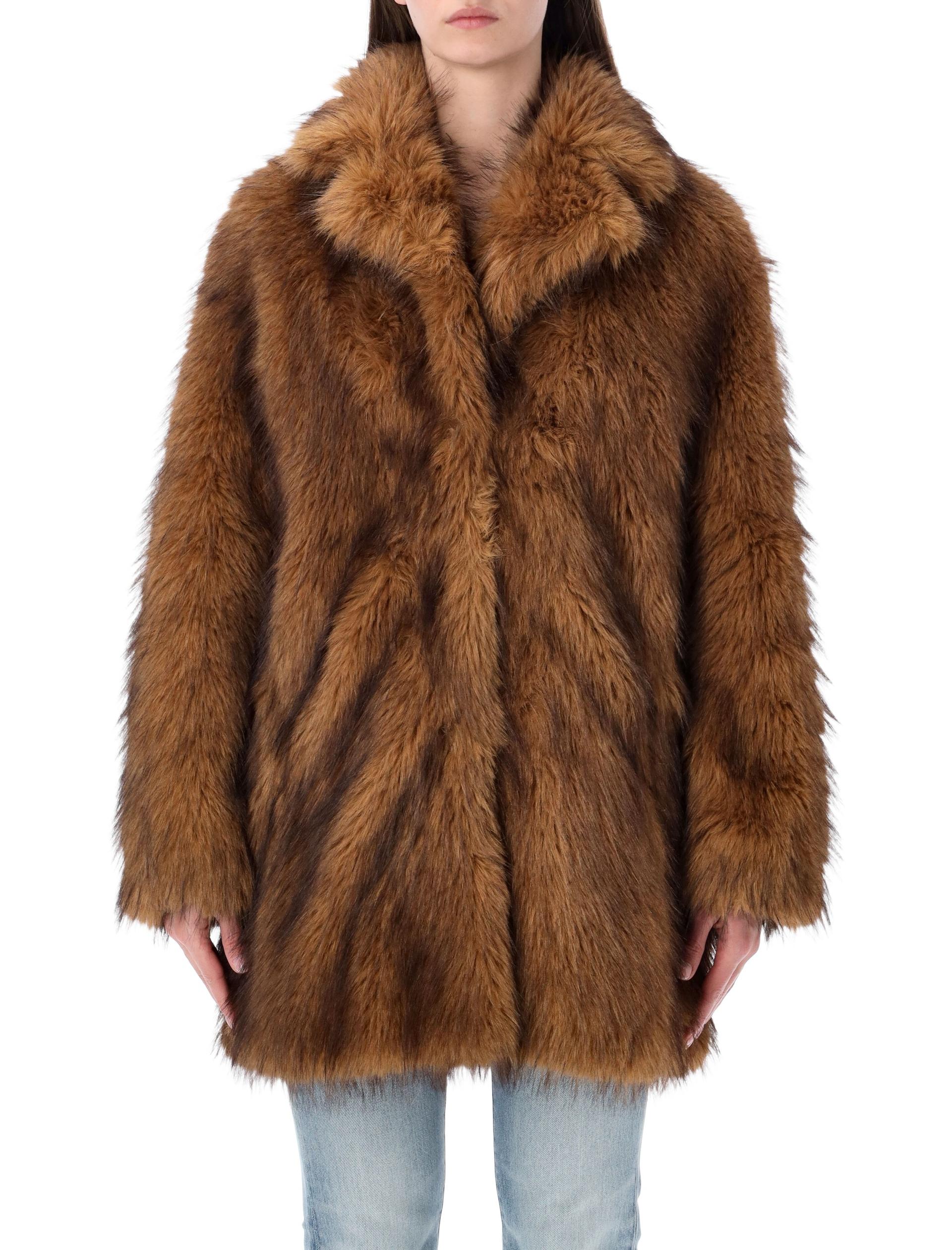 stand studio janice faux fur jacket natural polyester - women