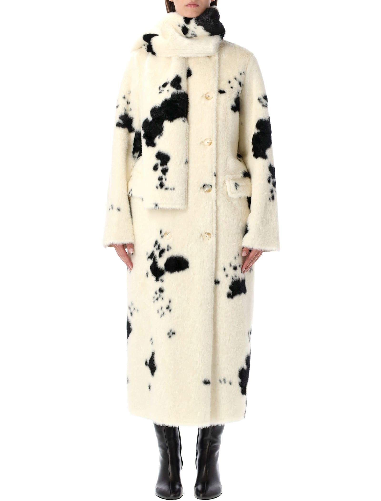 stand studio palmer faux fur coat with detachable scarf