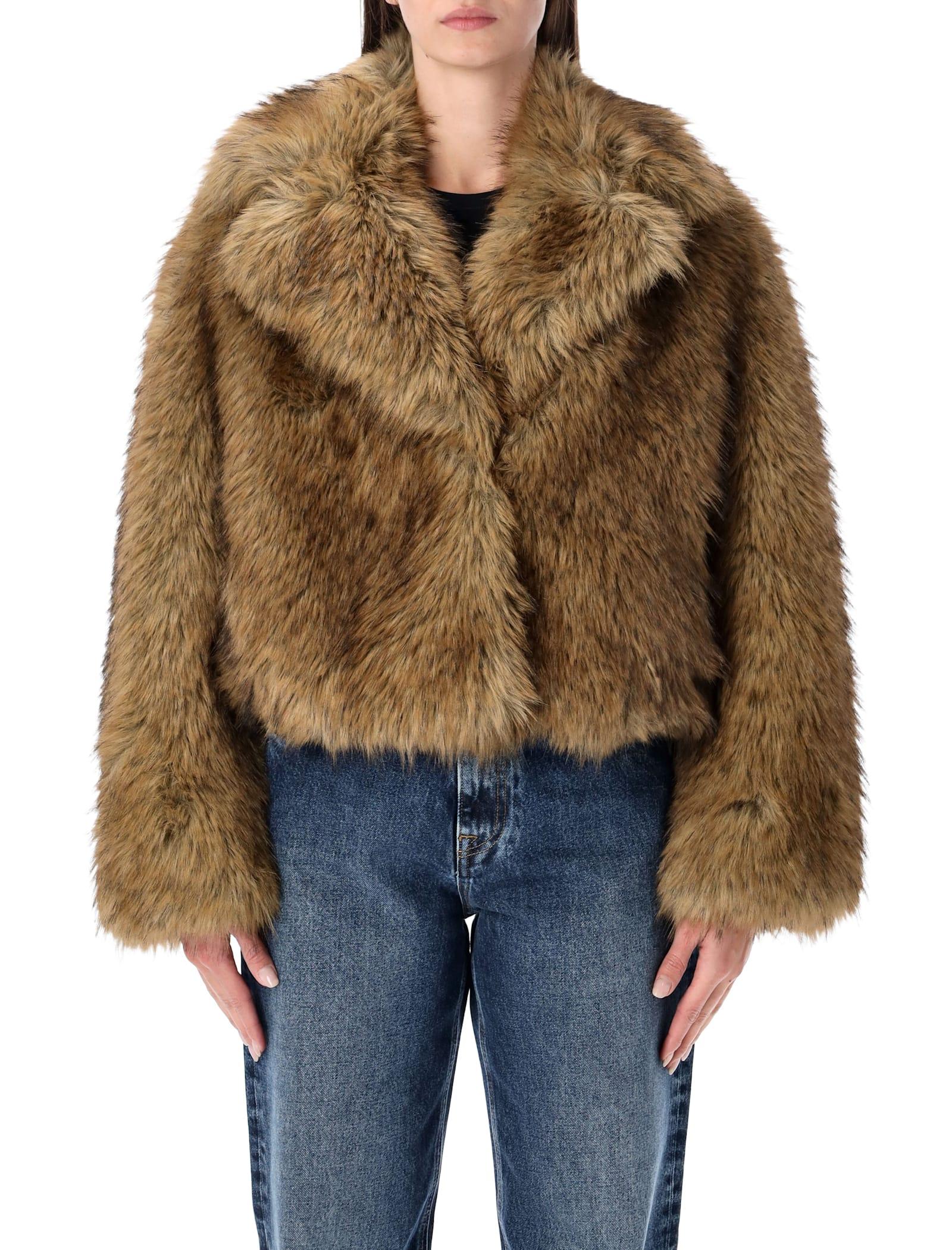 stand studio samara fox effect faux fur jacket