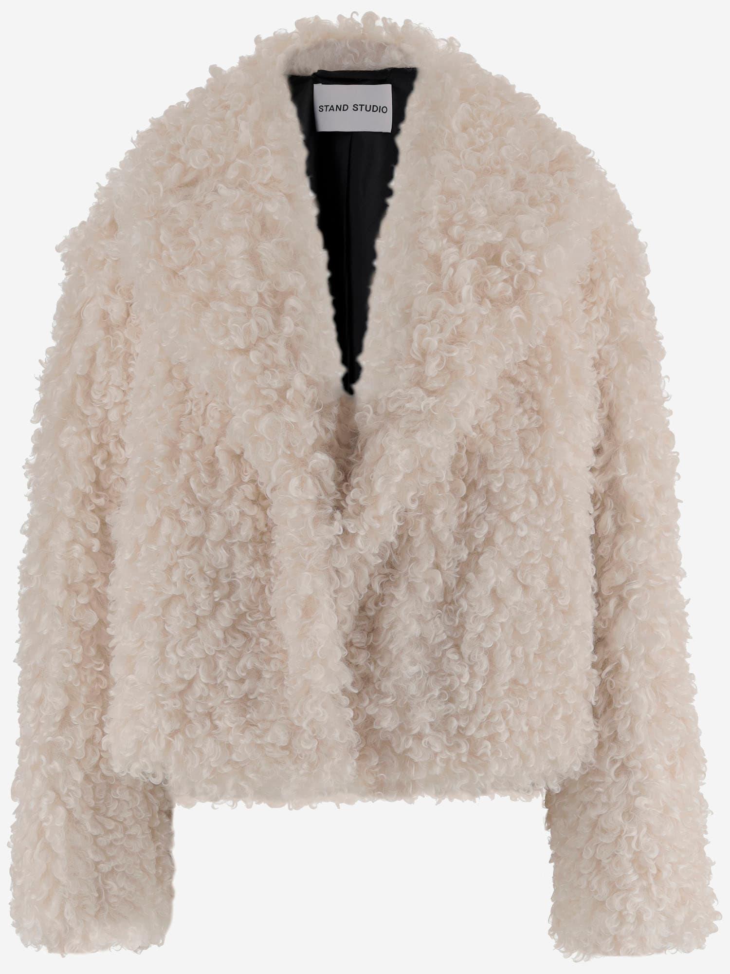 stand studio samara furry fake fur jacket