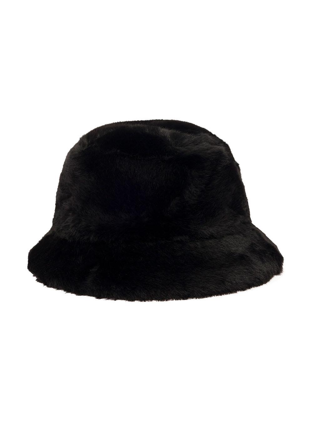 stand studio vera black hat with low brim in faux fur woman