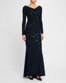 stardust trumpet jersey long-sleeve gown
