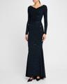 stardust trumpet jersey long-sleeve gown