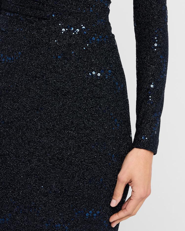 stardust trumpet jersey long-sleeve gown