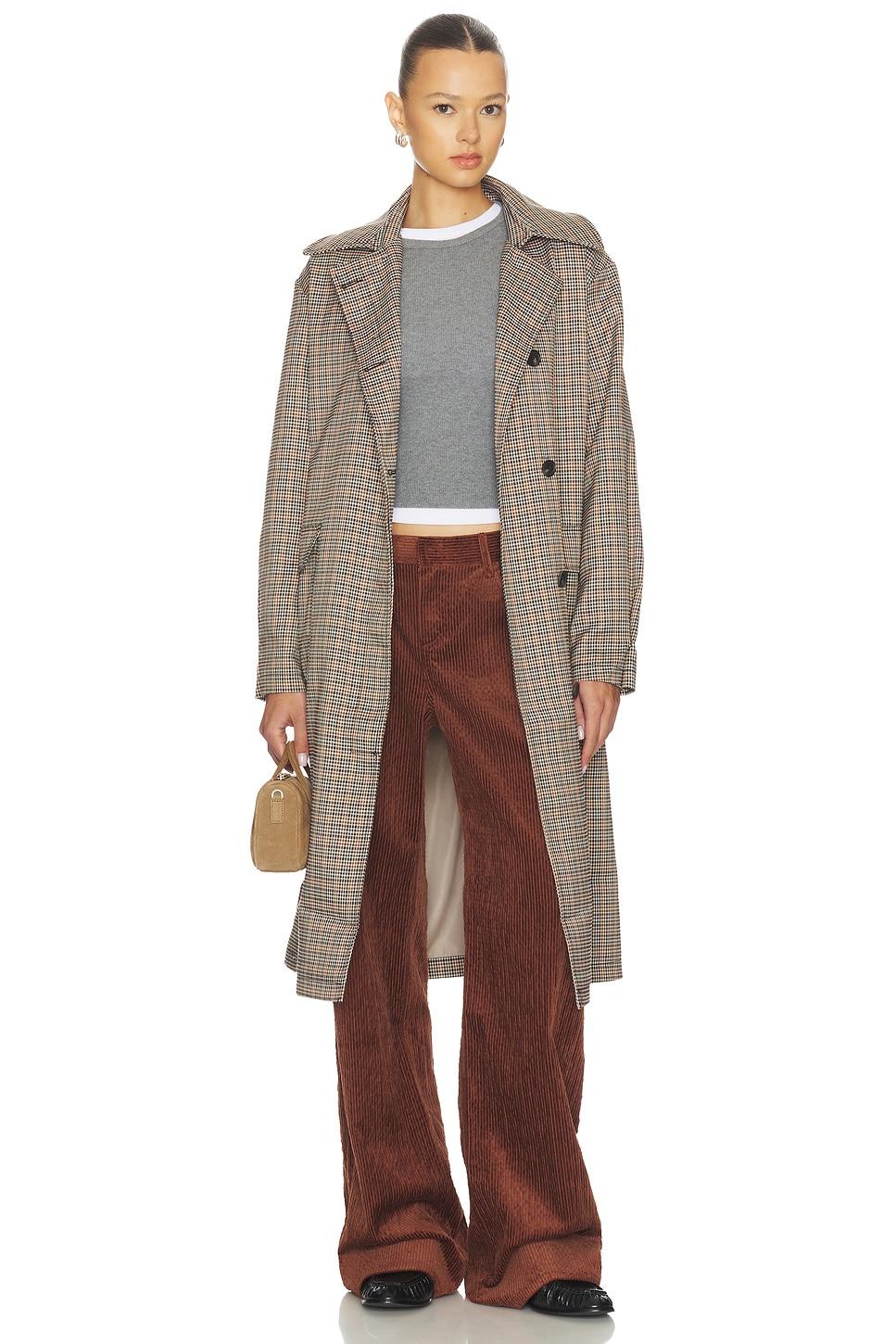 starling trench coat in brown plaid