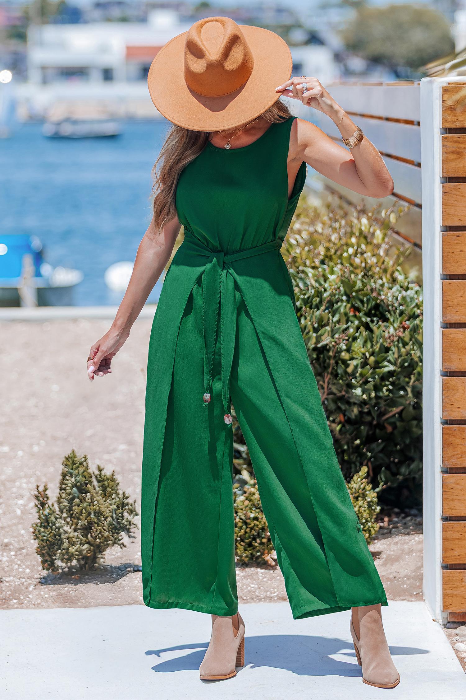 start somewhere green jumpsuit - l
