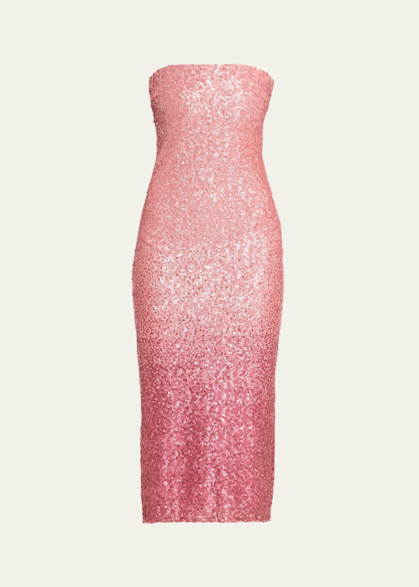 stasia sequined strapless midi dress