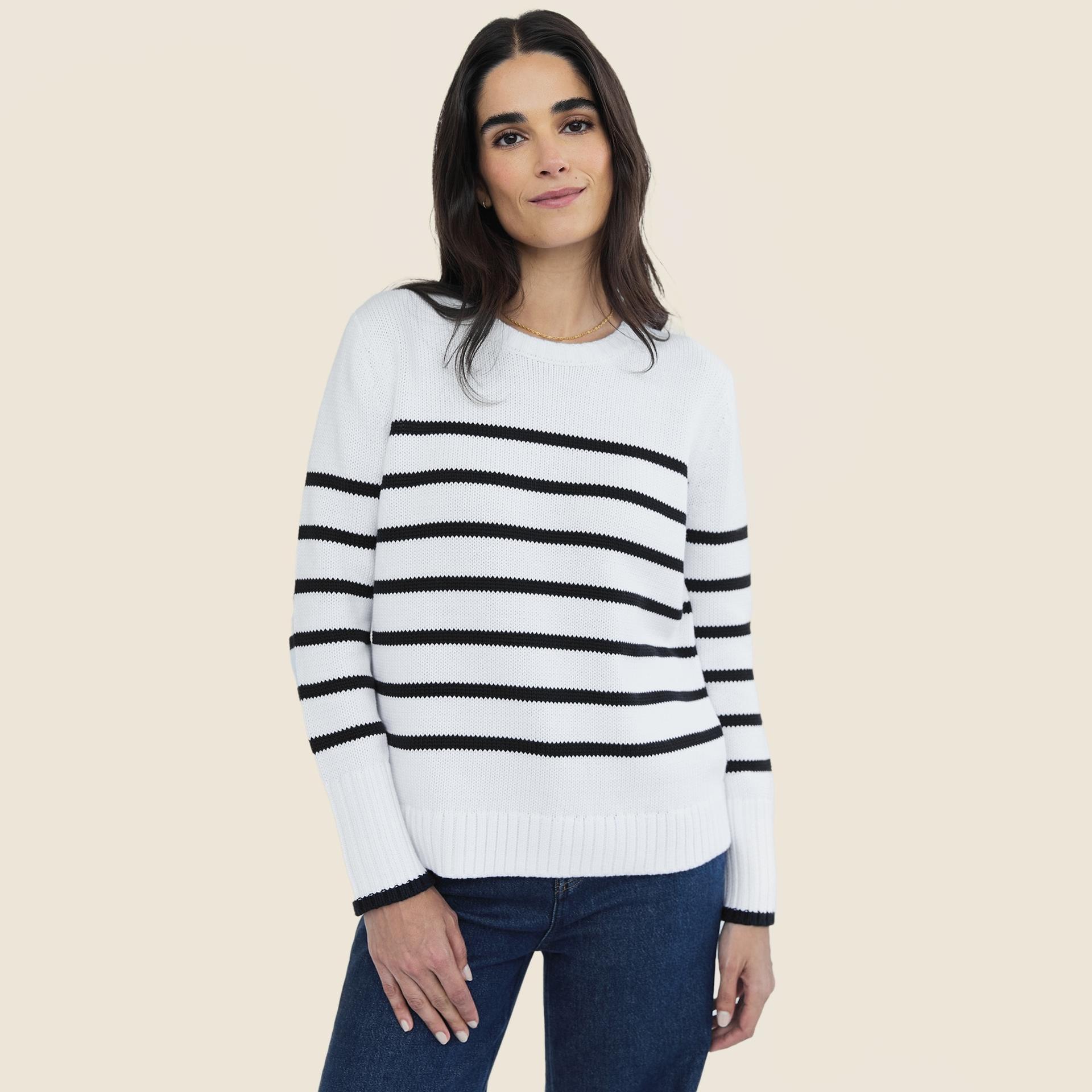 state of cotton nyc addison striped crewneck sweater
