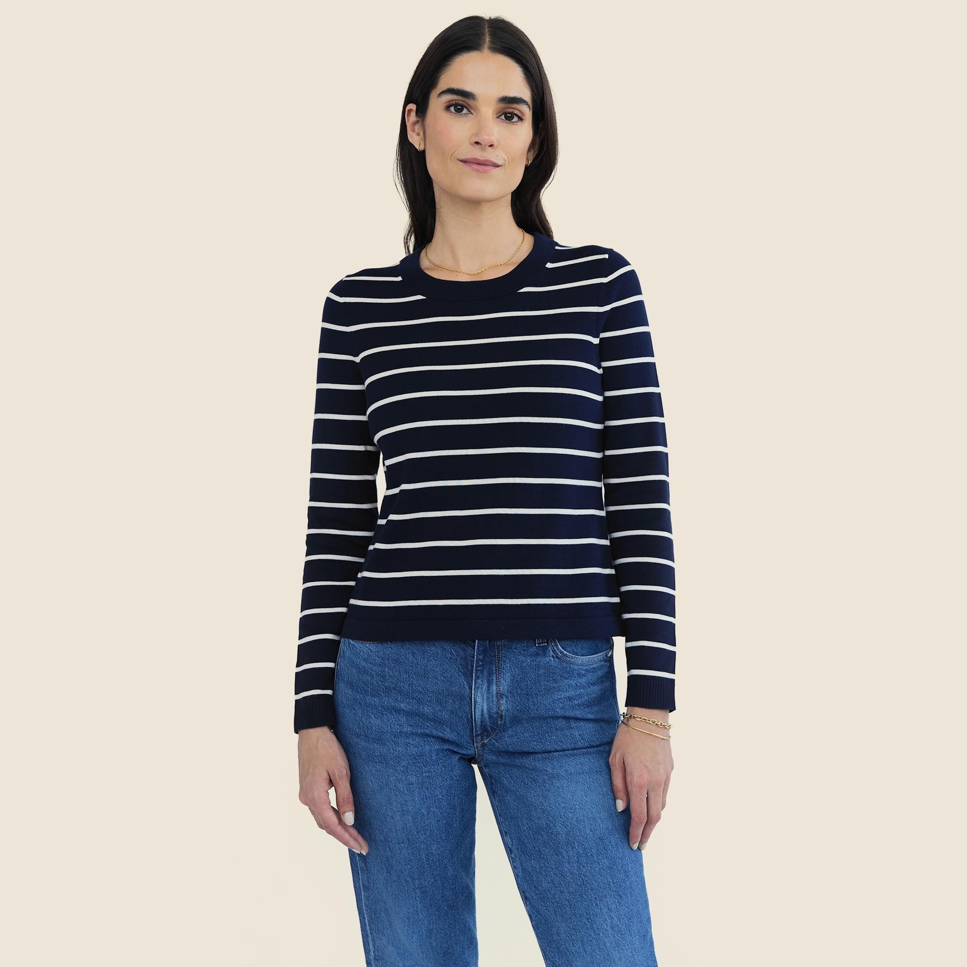 state of cotton nyc devon striped crewneck sweater
