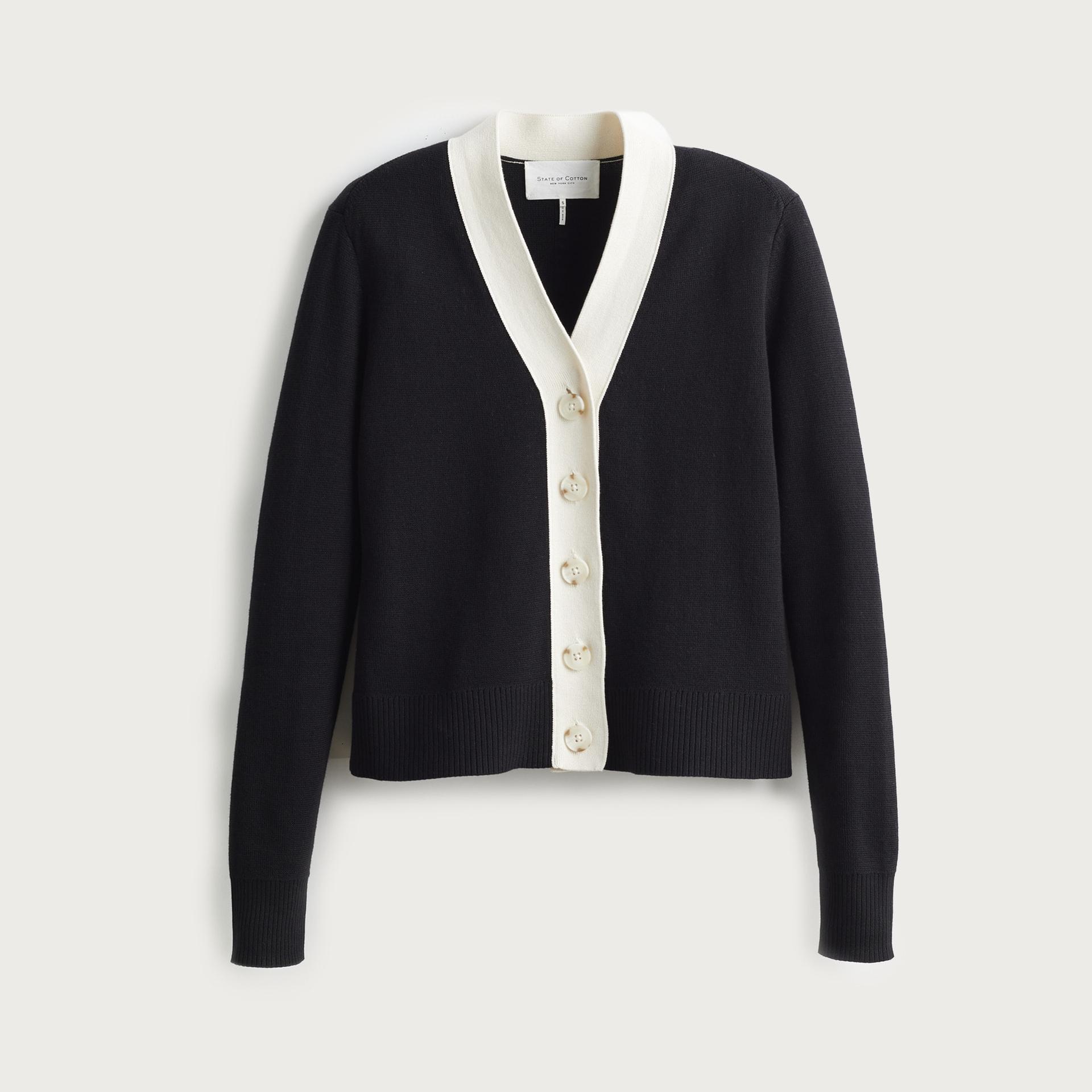 state of cotton nyc perry tipped cardigan sweater