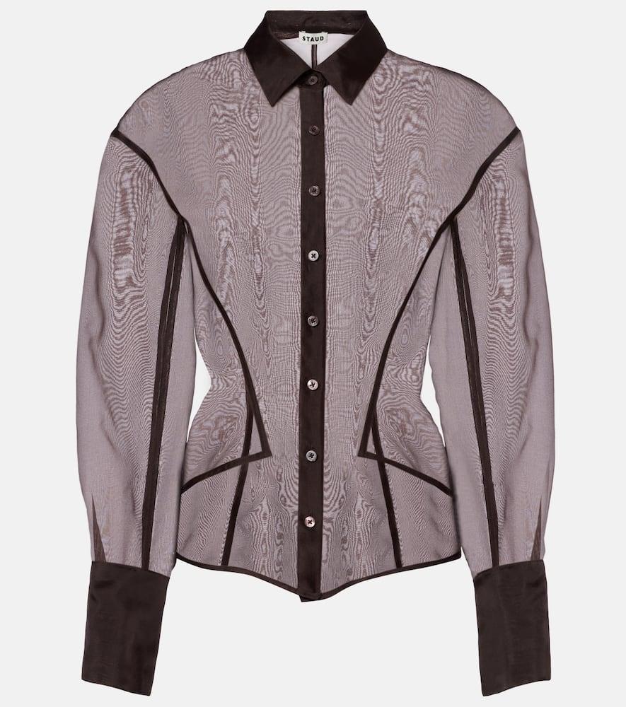 staud aida sheer silk organza shirt