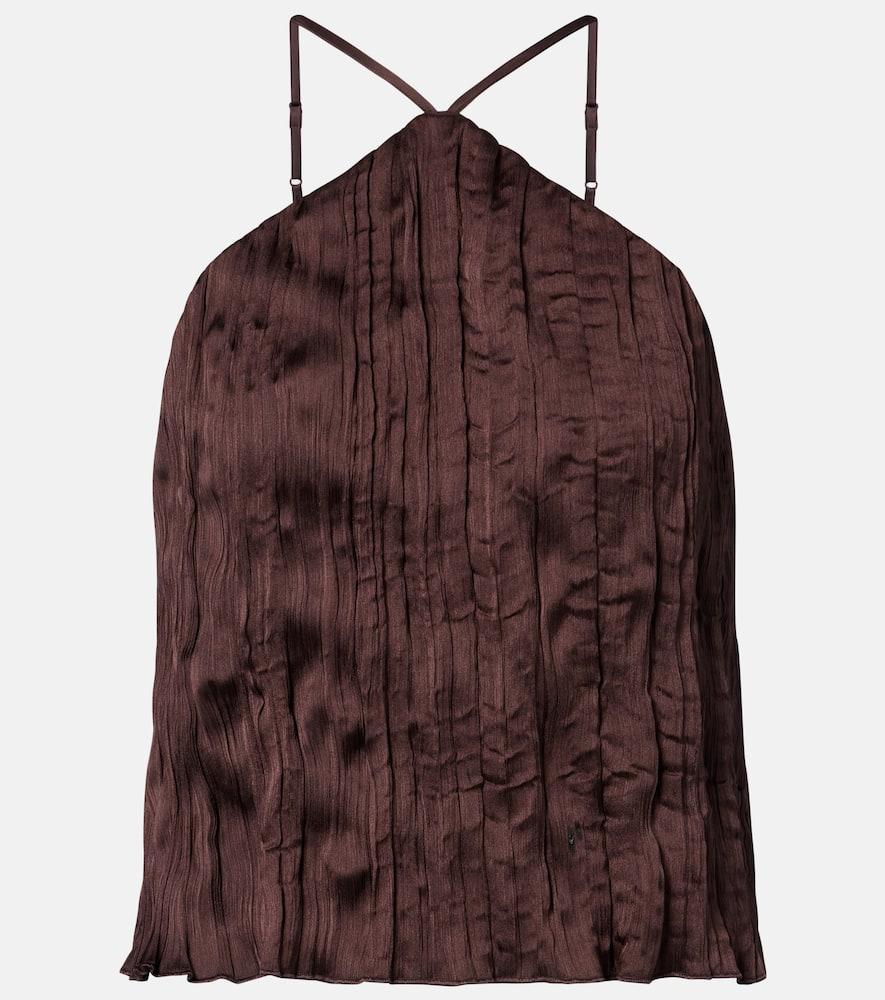staud akari plissé halterneck top