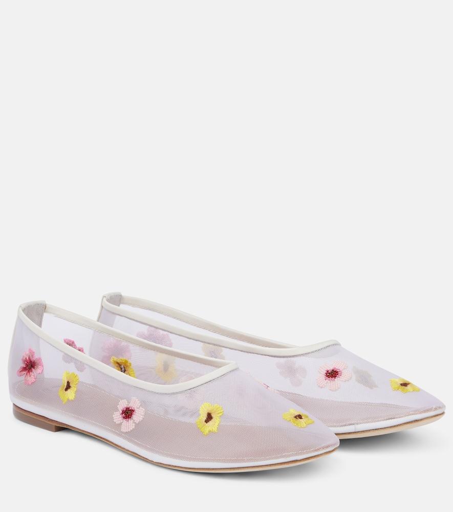 staud alba floral mesh ballet flats