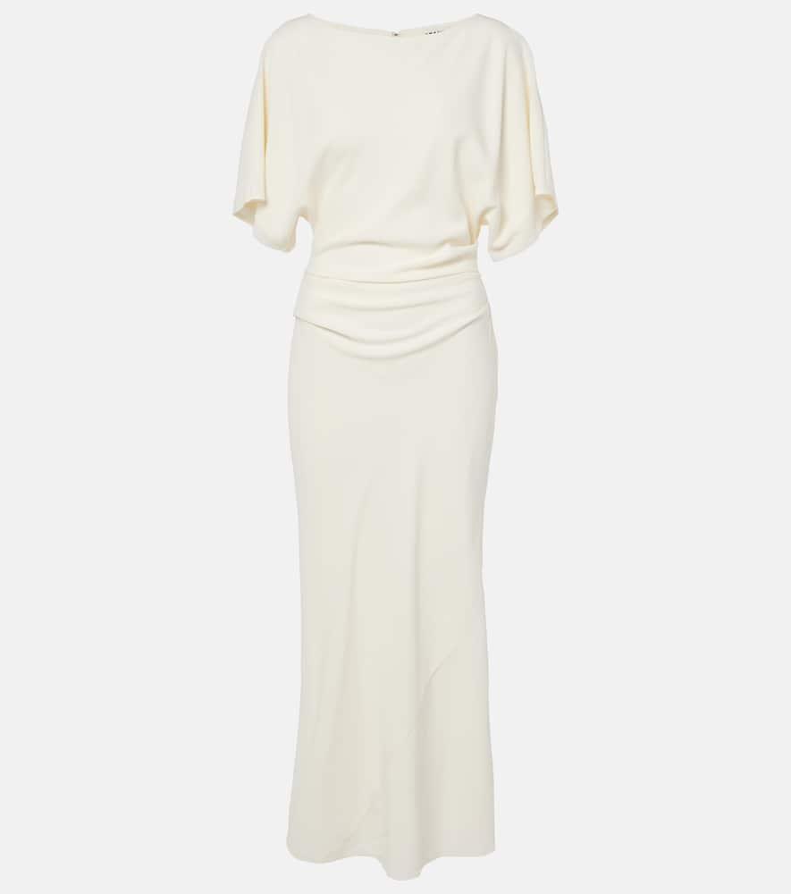 staud amelie gathered crêpe midi dress