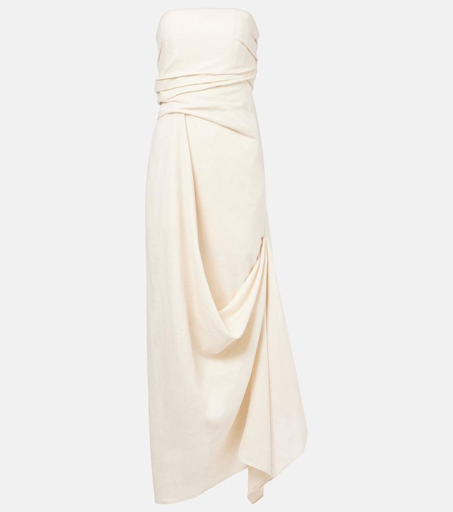 staud caravaggio draped linen maxi dress