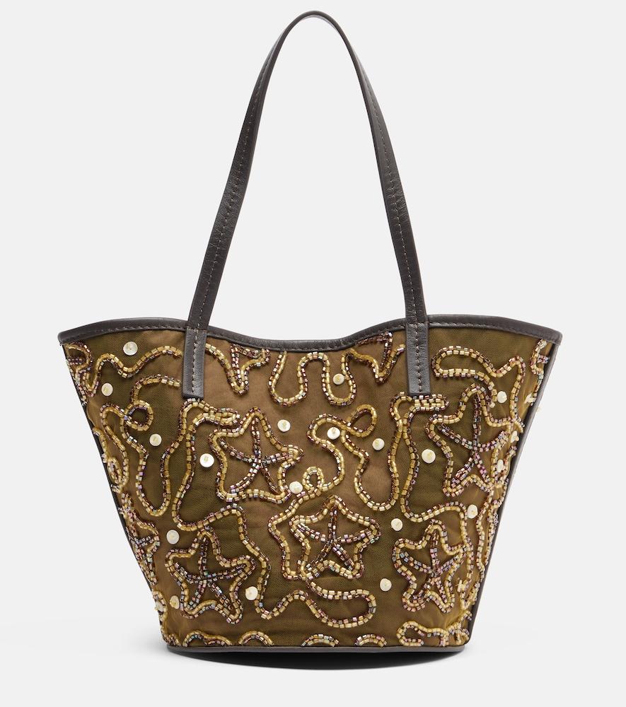 staud caro embellished canvas tote bag