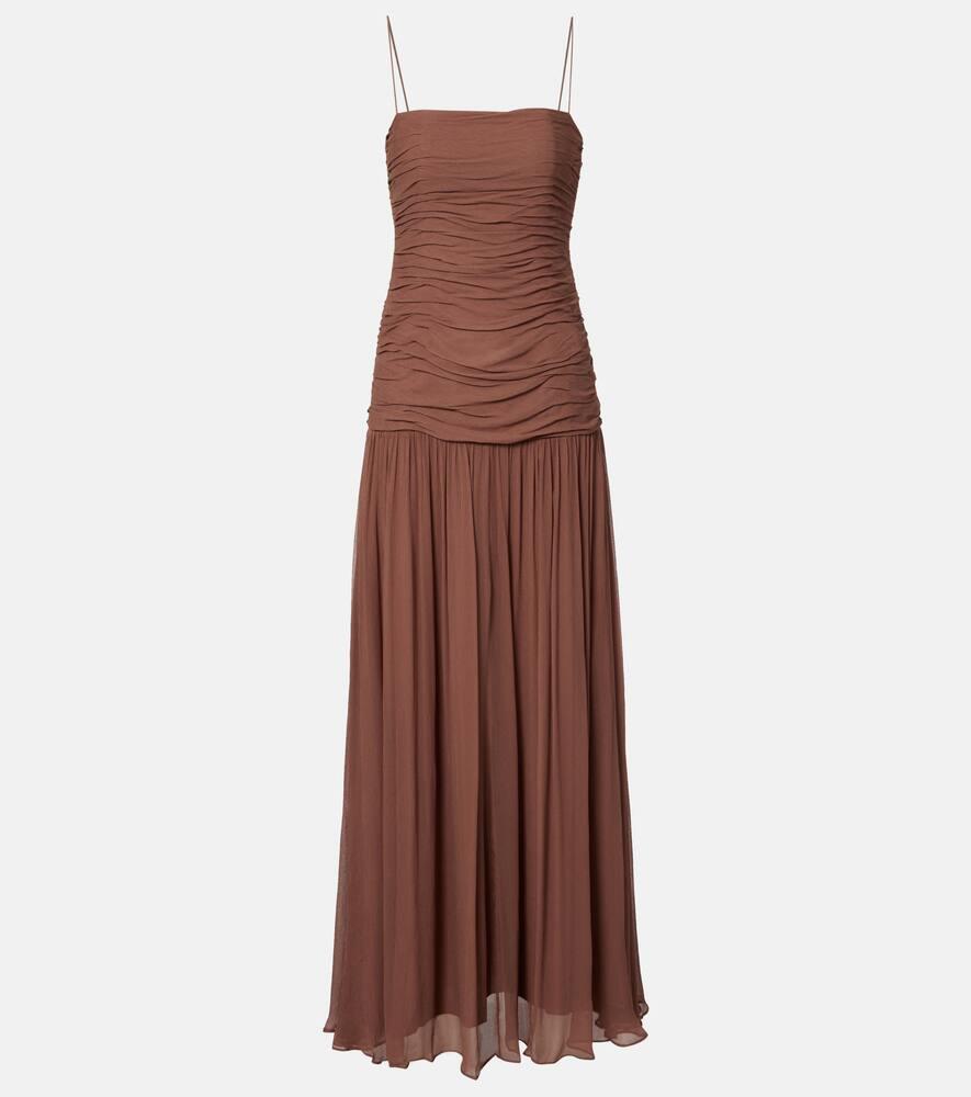 staud dalton gathered ruched maxi dress