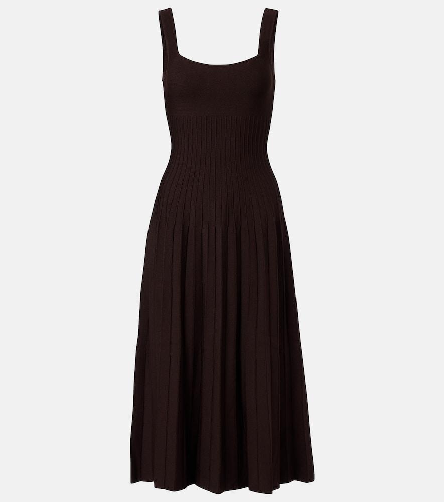 staud ellison pleated knitted midi dress