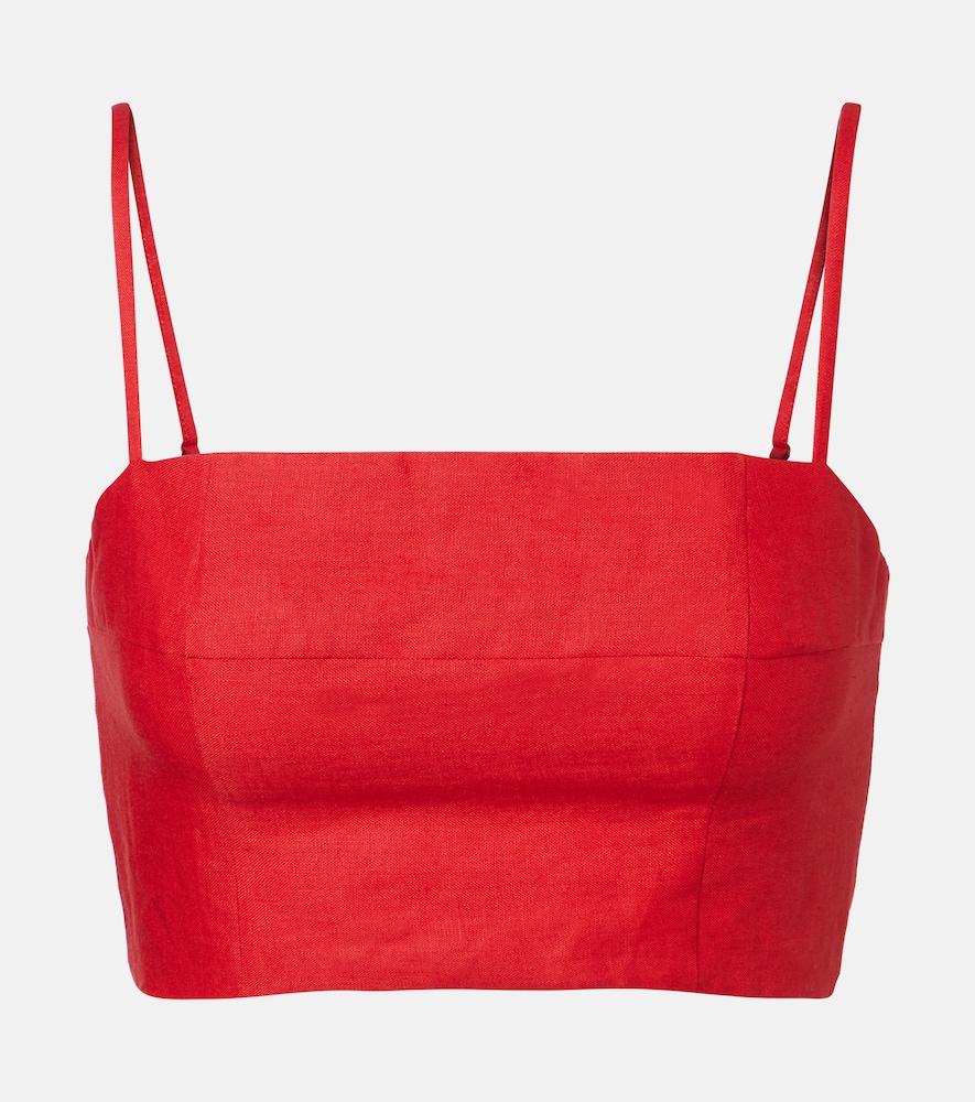 staud federico linen crop top