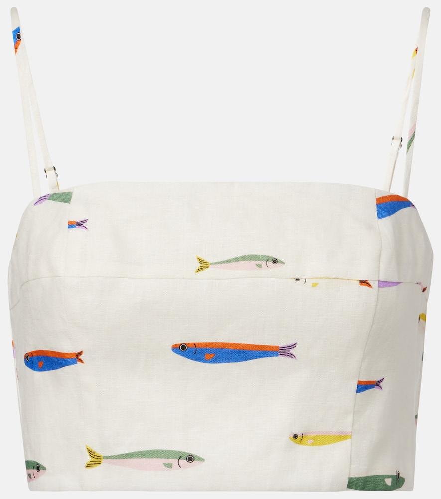 staud federico printed linen crop top