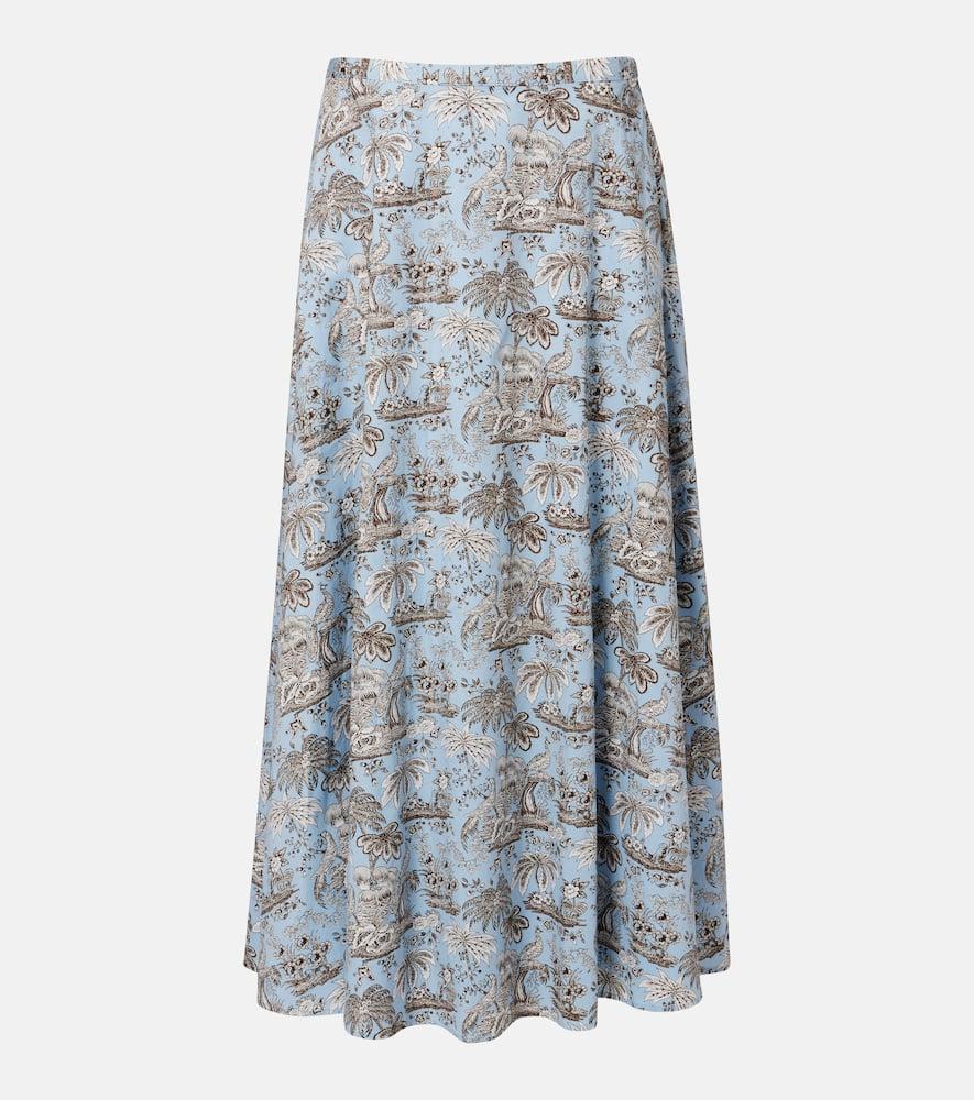 staud floral cotton midi skirt