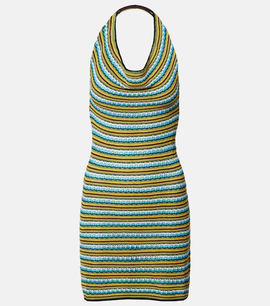 staud greta striped cotton minidress
