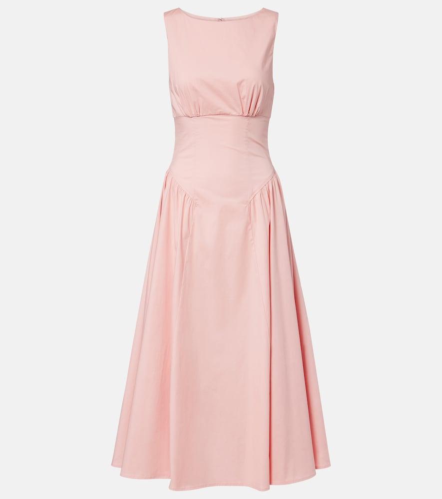 staud gwen cotton poplin midi dress