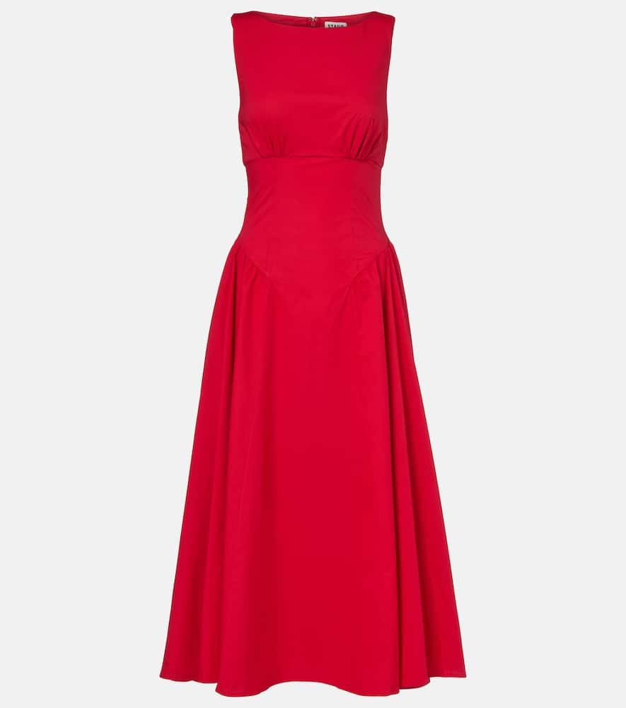 staud gwen cotton poplin midi dress